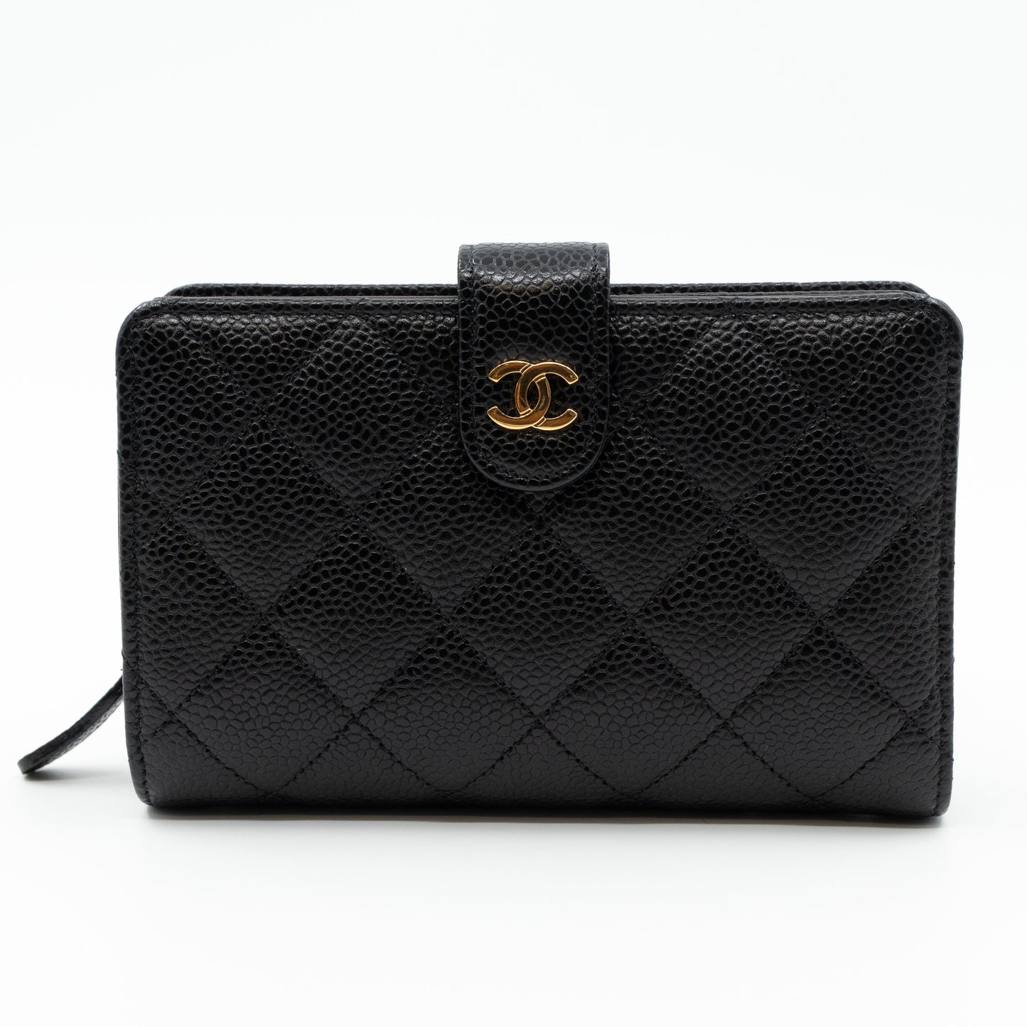 L-Zip Wallet Black Caviar Gold