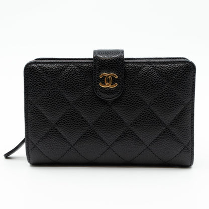 L-Zip Wallet Black Caviar Gold