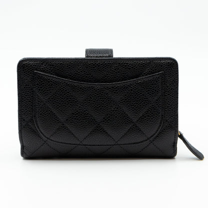 L-Zip Wallet Black Caviar Gold