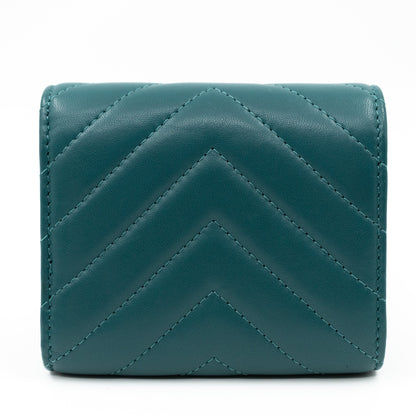 Small Classic Flap Wallet Green Leather