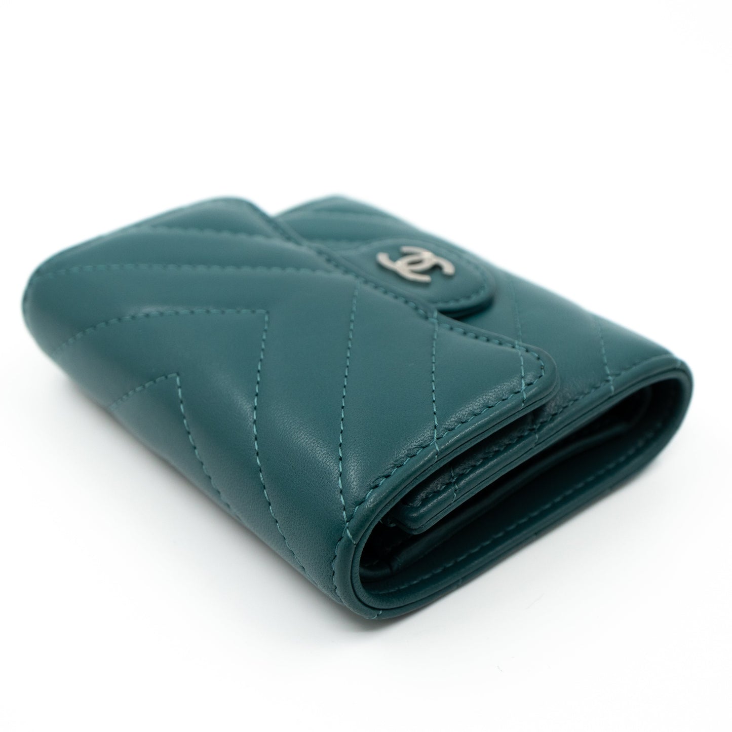 Small Classic Flap Wallet Green Leather