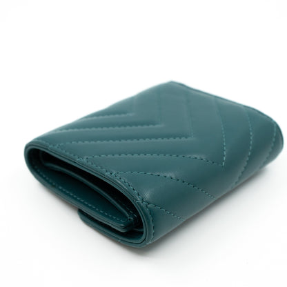 Small Classic Flap Wallet Green Leather