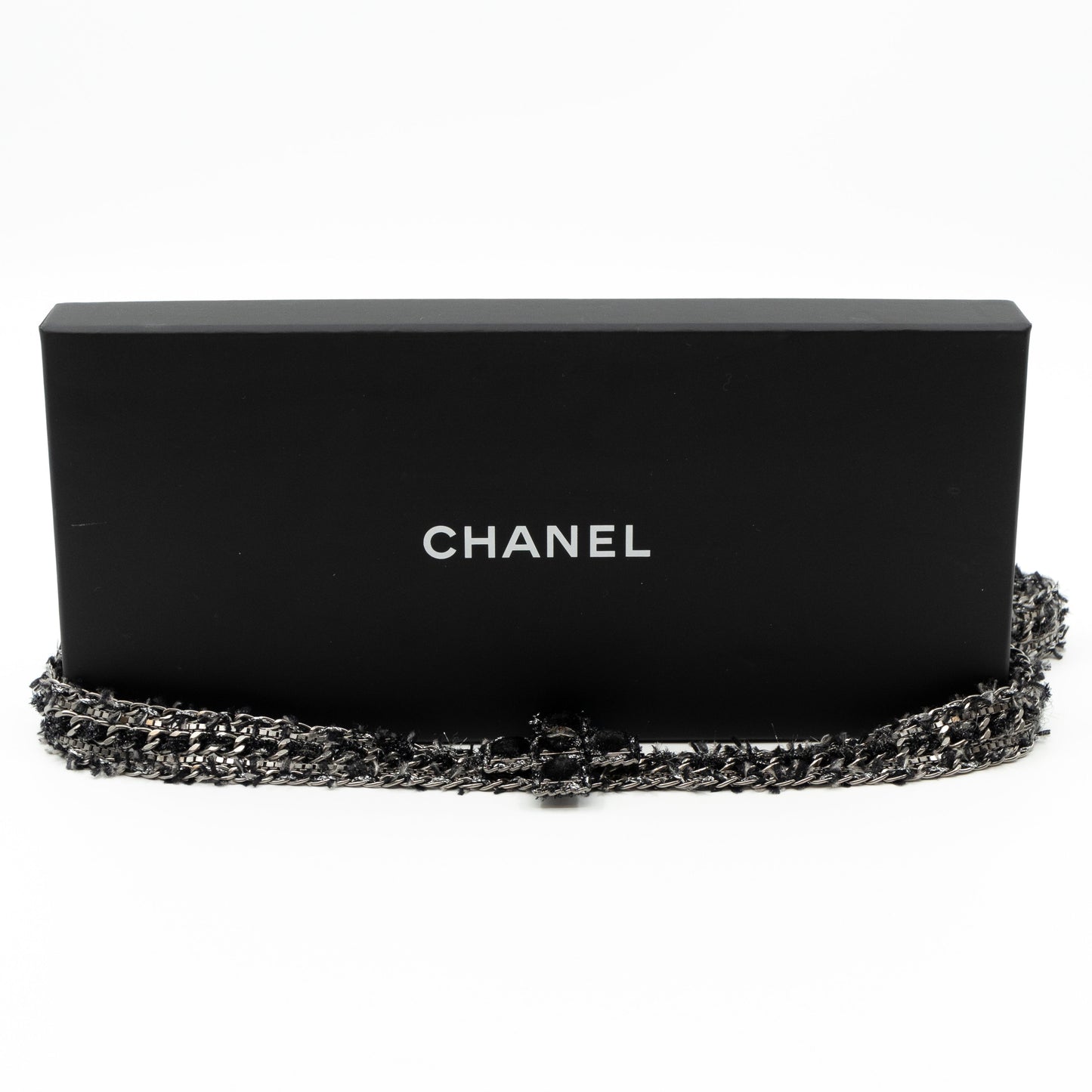 Cross Chain Belt With Tweed Ruthenium