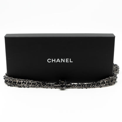 Cross Chain Belt With Tweed Ruthenium