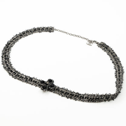 Cross Chain Belt With Tweed Ruthenium