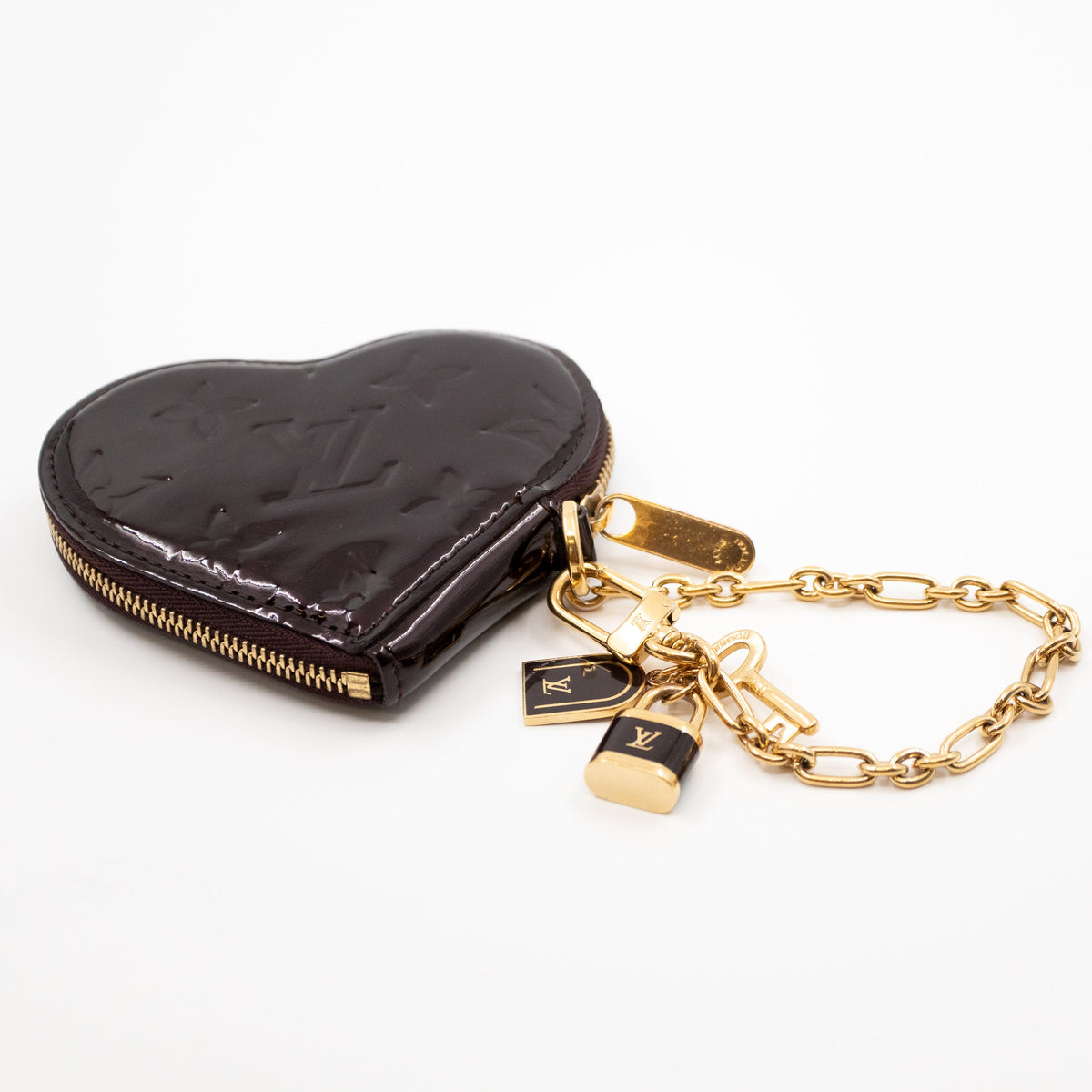 Louis-vuitton Heart Coin Purse Vernis Amarante
