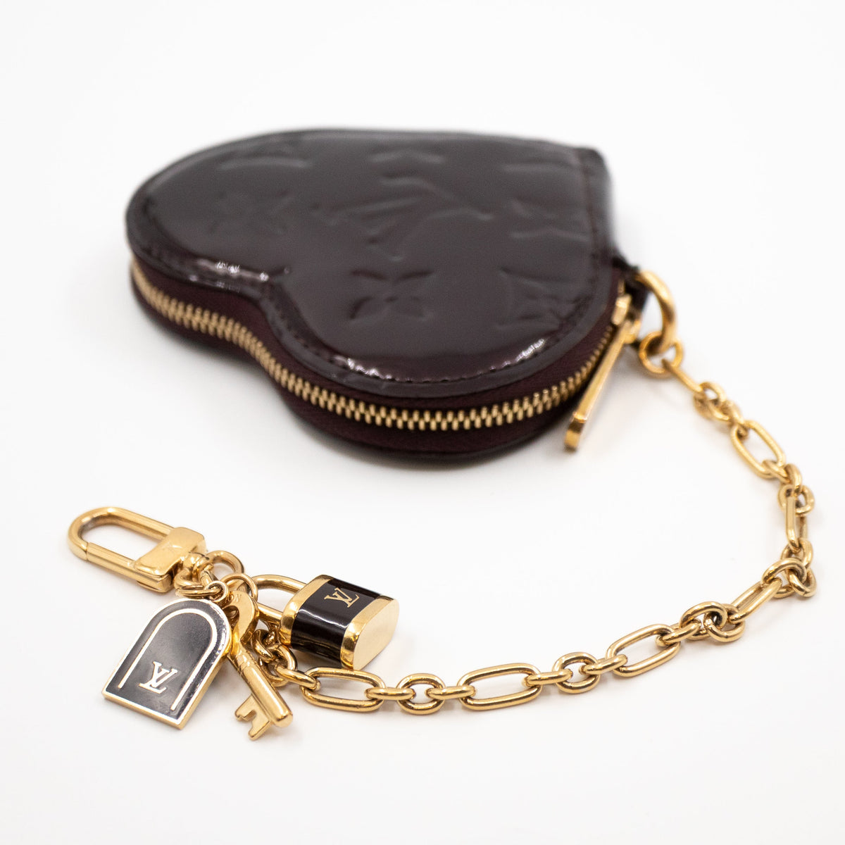 Louis-vuitton Heart Coin Purse Vernis Amarante