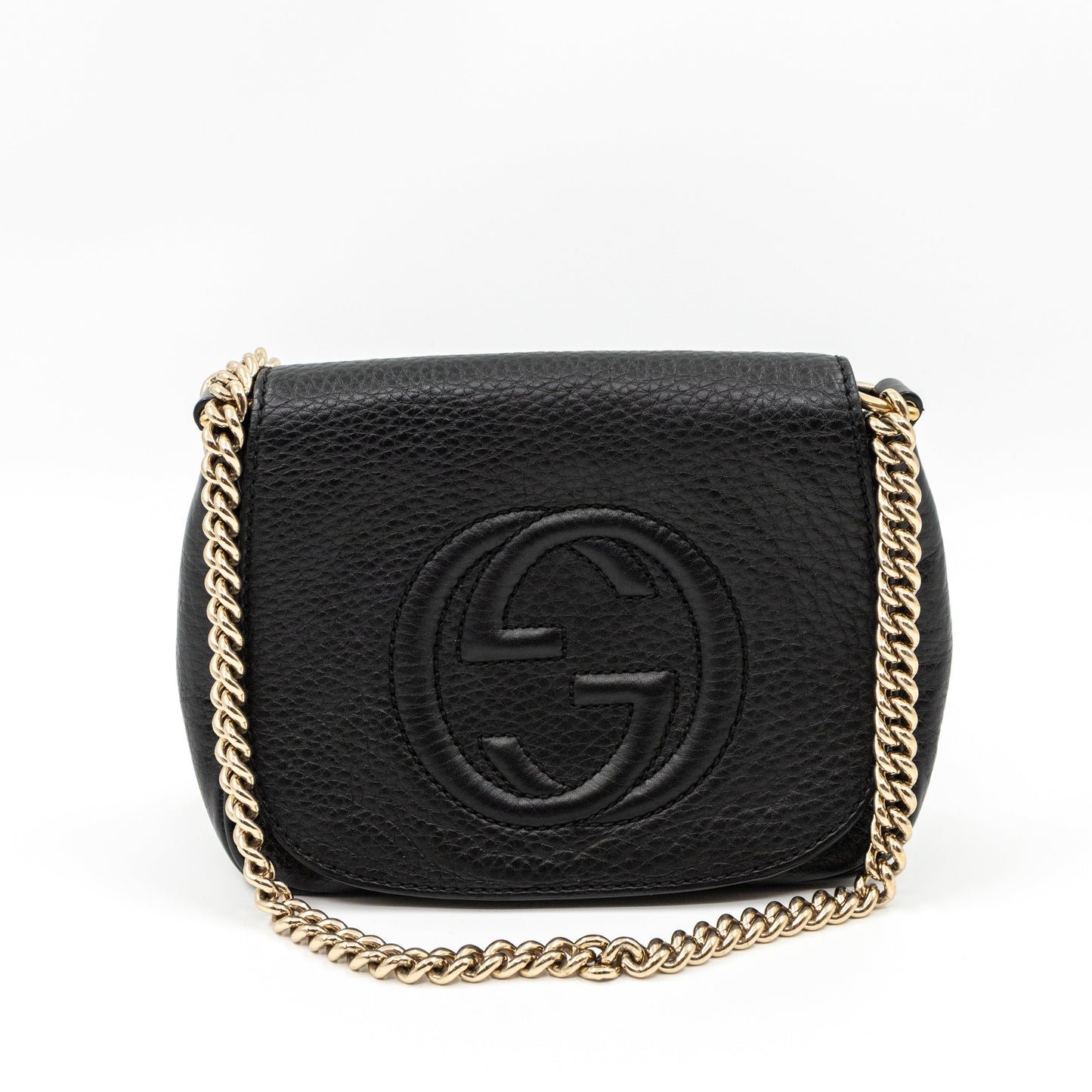 Soho Small Chain Flap Bag Black Leather