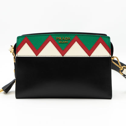 Esplanade Shoulder Bag Greche Black Leather