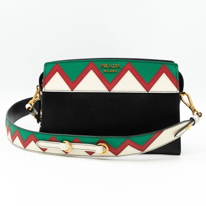 Esplanade Shoulder Bag Greche Black Leather