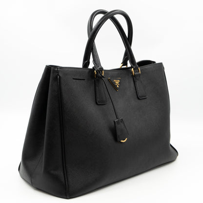 Large Open Tote Black Saffiano