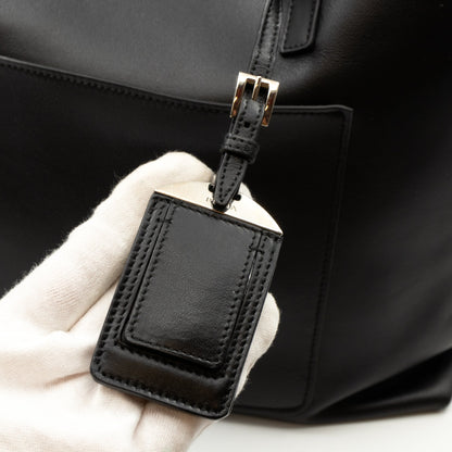 City Tote Black Calf Leather