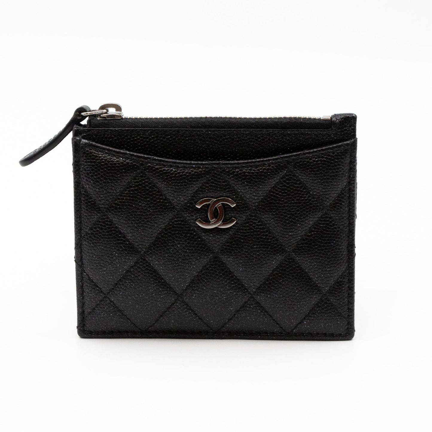 Zipped  Holder Iridescent Black Caviar