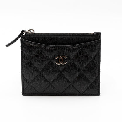 Zipped Card Holder Iridescent Black Caviar