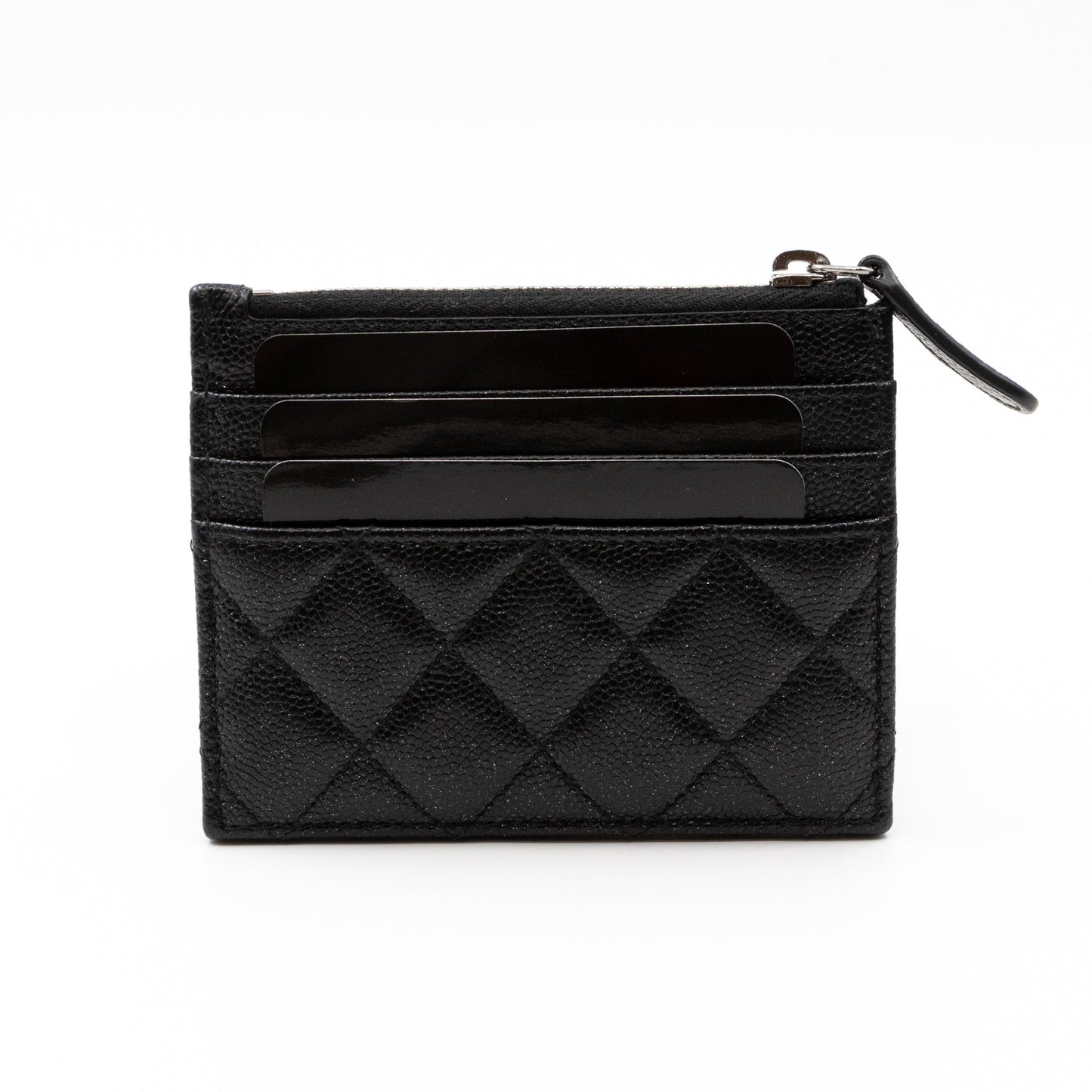 Zipped Card Holder Iridescent Black Caviar