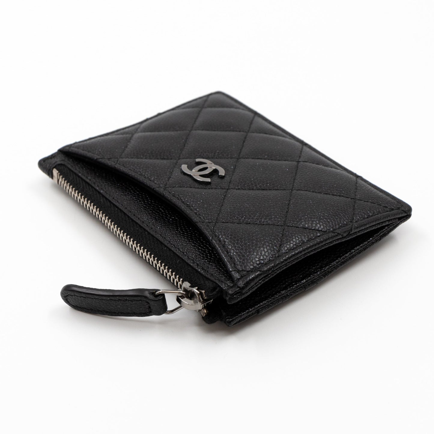 Zipped  Holder Iridescent Black Caviar