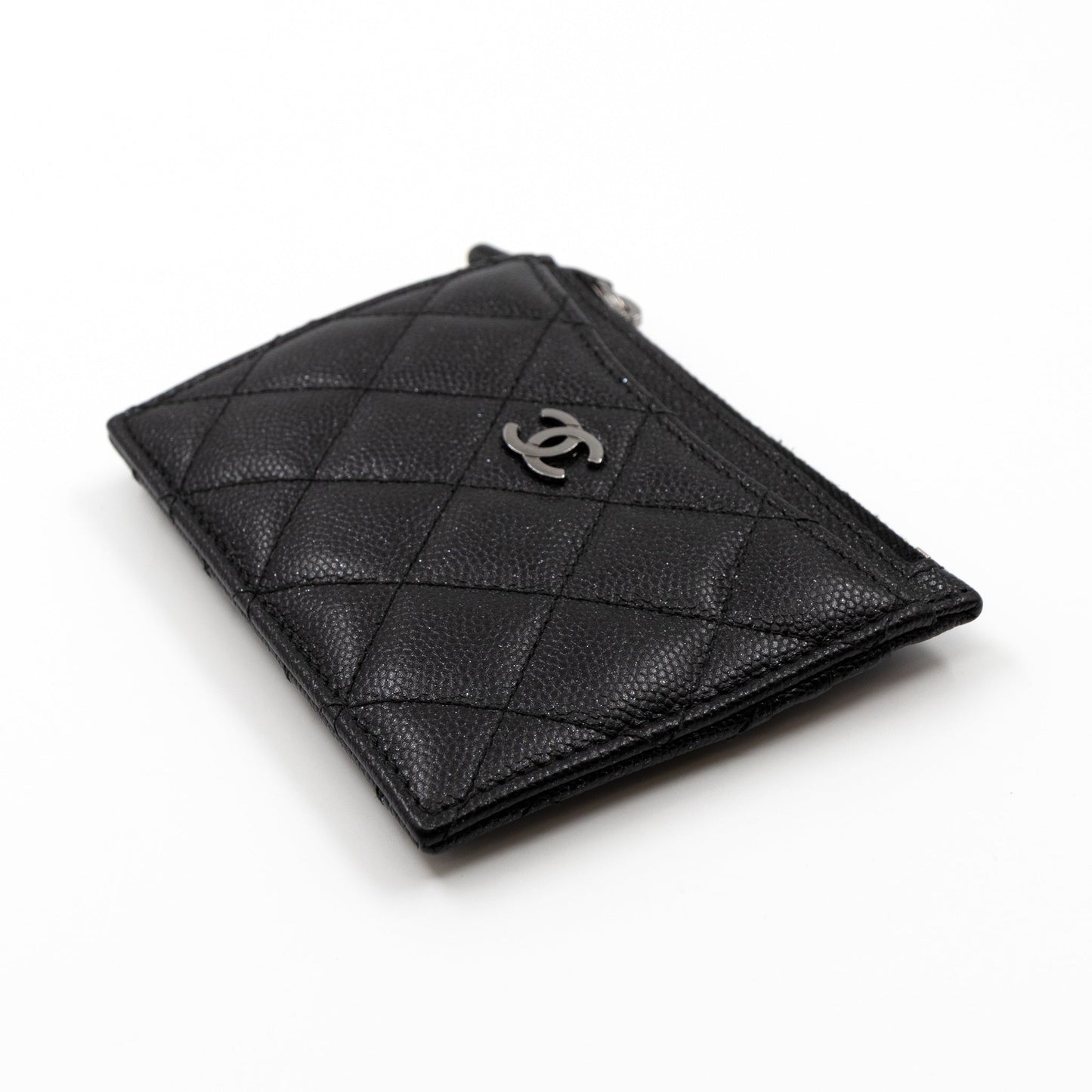 Zipped  Holder Iridescent Black Caviar