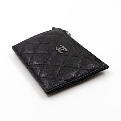 Zipped  Holder Iridescent Black Caviar