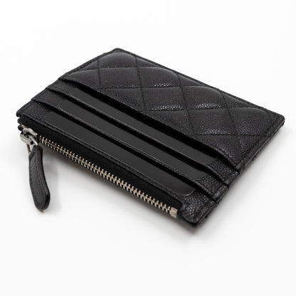Zipped  Holder Iridescent Black Caviar