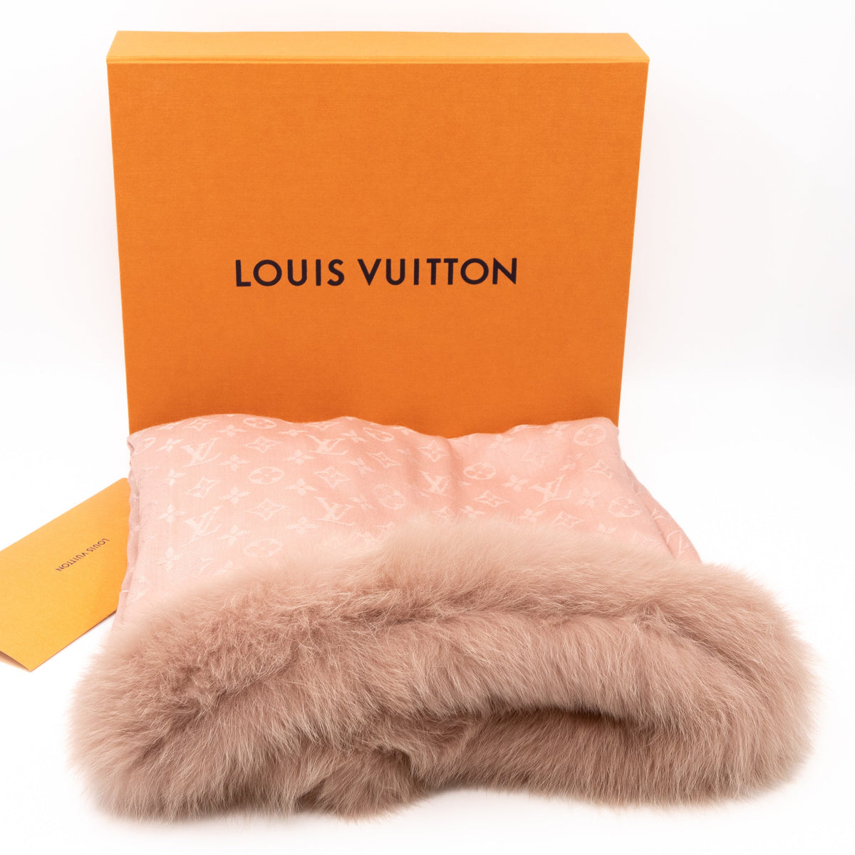Louis-vuitton Monogram V Fur Shawl Nude