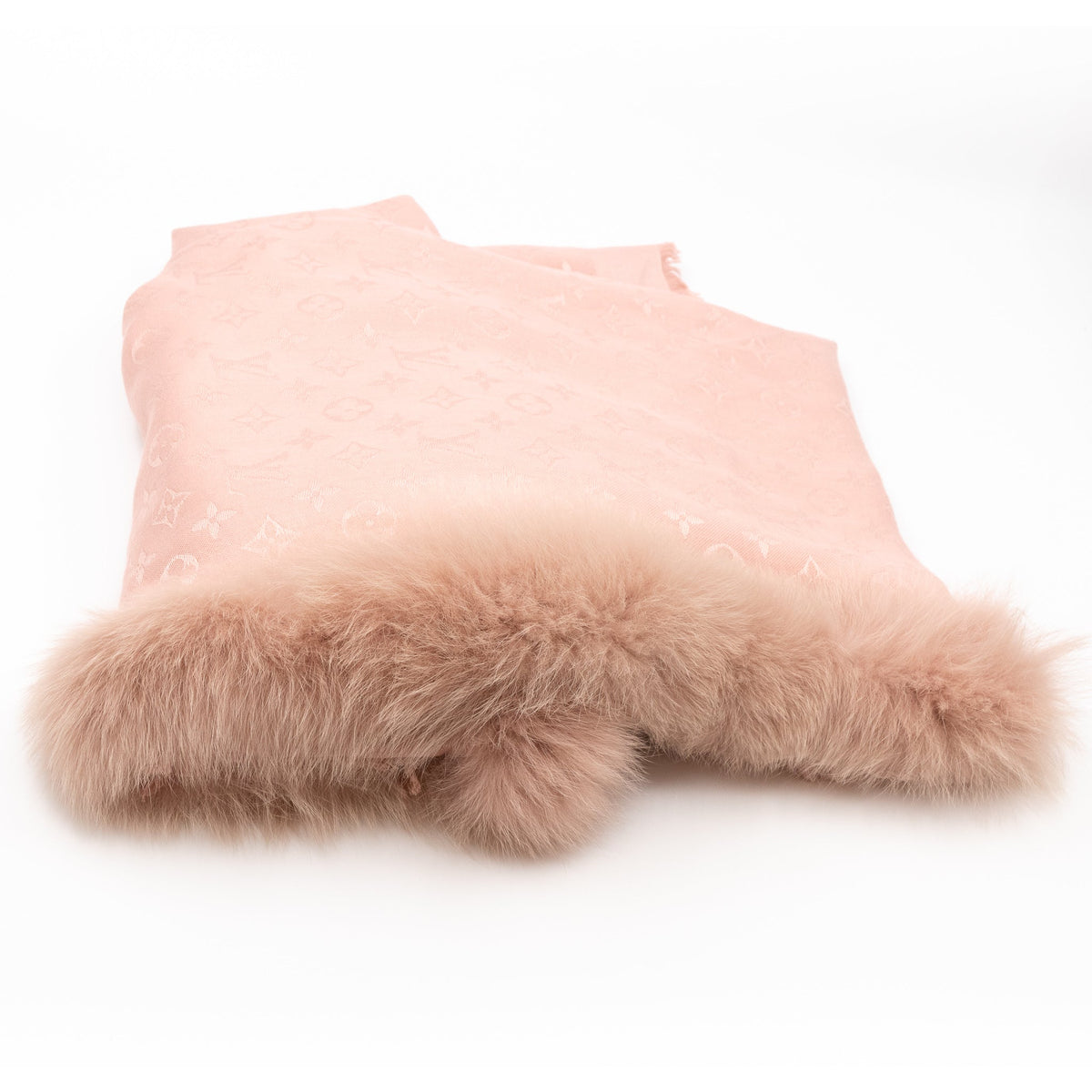 Louis-vuitton Monogram V Fur Shawl Nude