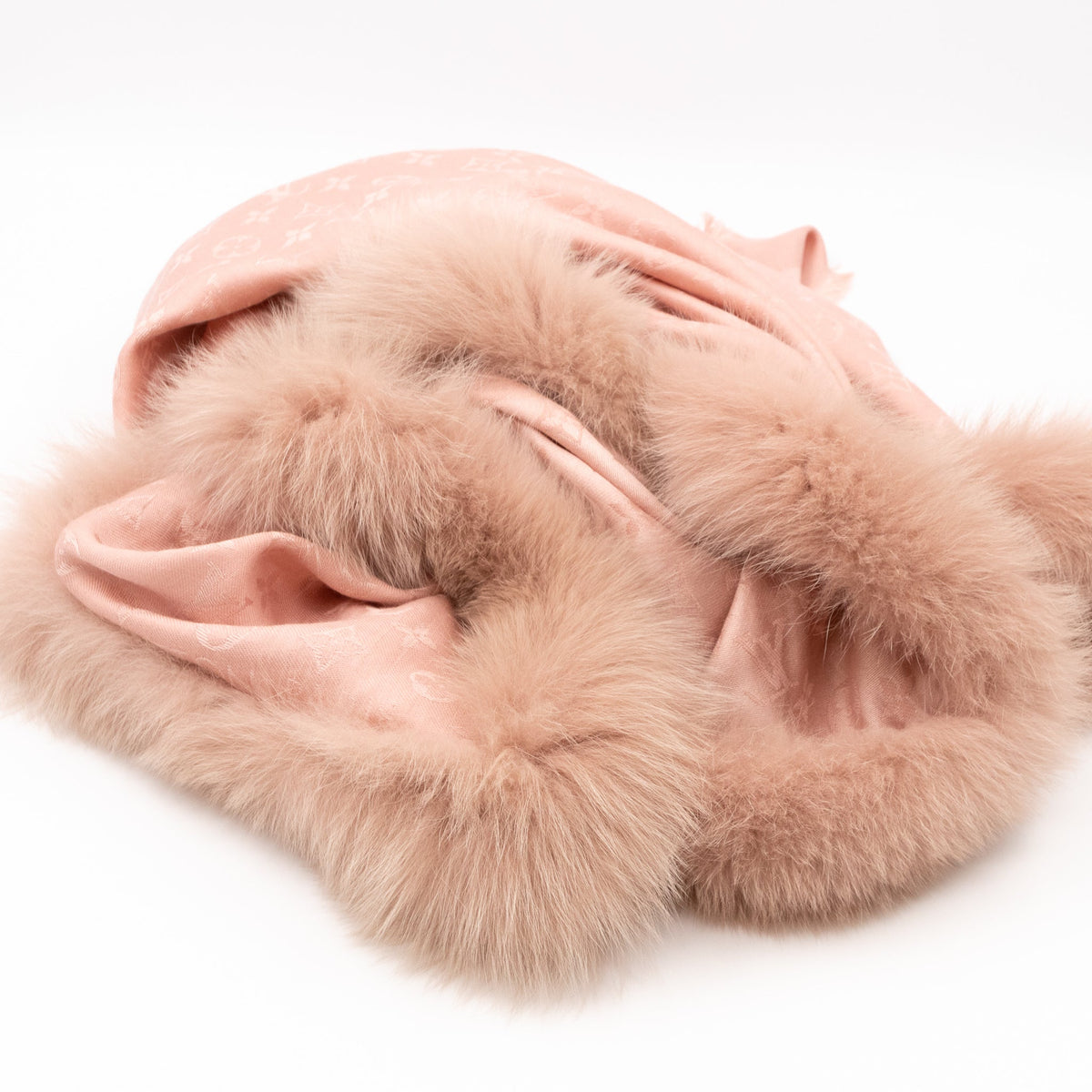 Louis-vuitton Monogram V Fur Shawl Nude