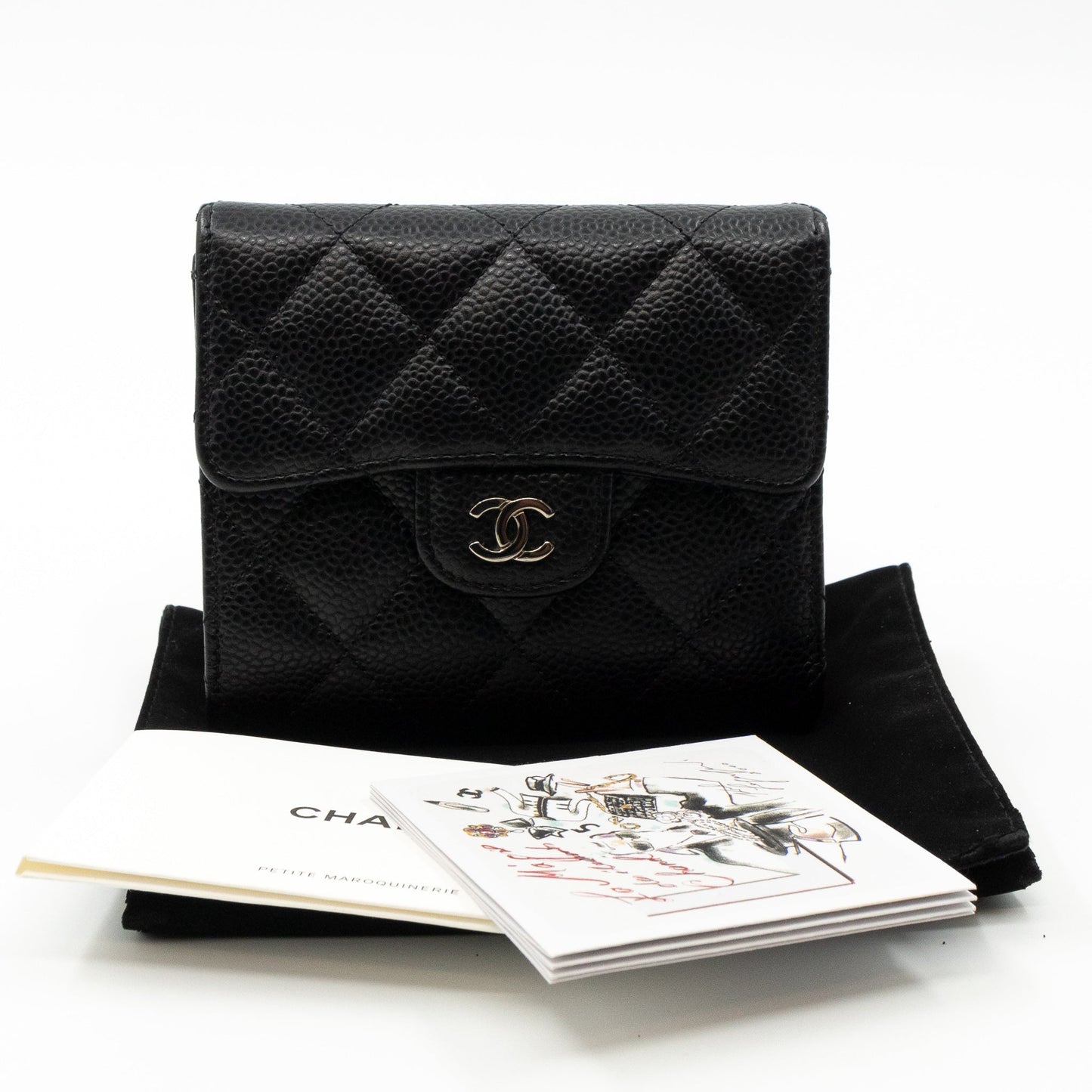 Small Classic Flap Wallet Black Caviar