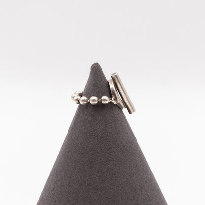 Boule Bead Toggle Striped Ring 925 Silver