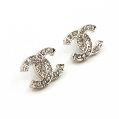 CC Crystal Frame Earrings Silver