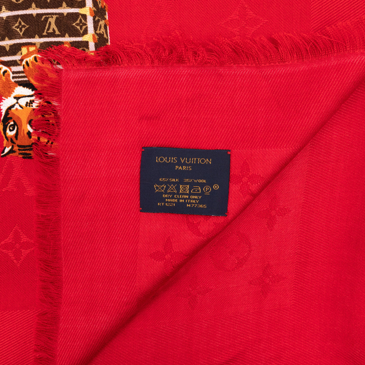 Louis-vuitton Monogram Precious Tiger Shawl Red