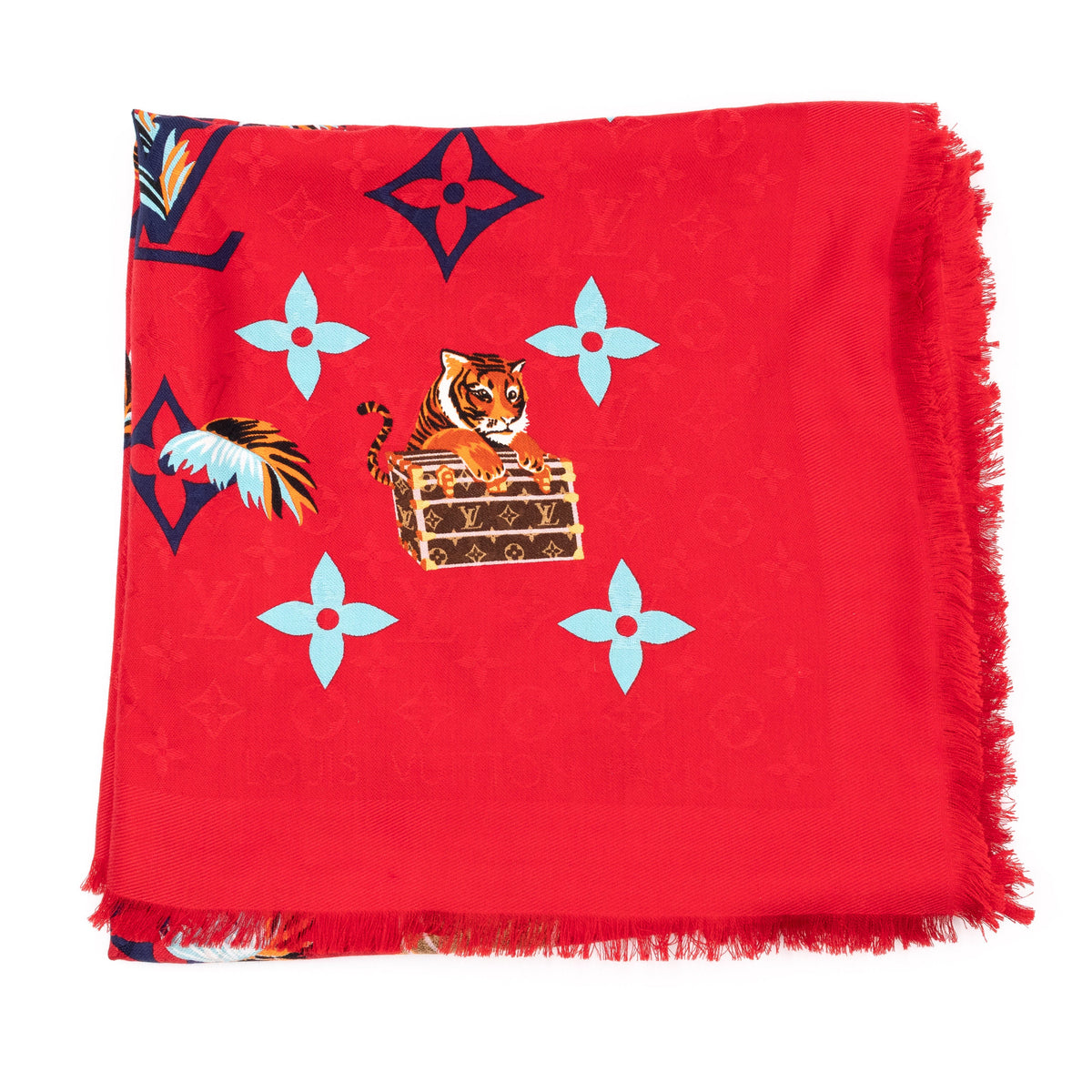 Louis-vuitton Monogram Precious Tiger Shawl Red