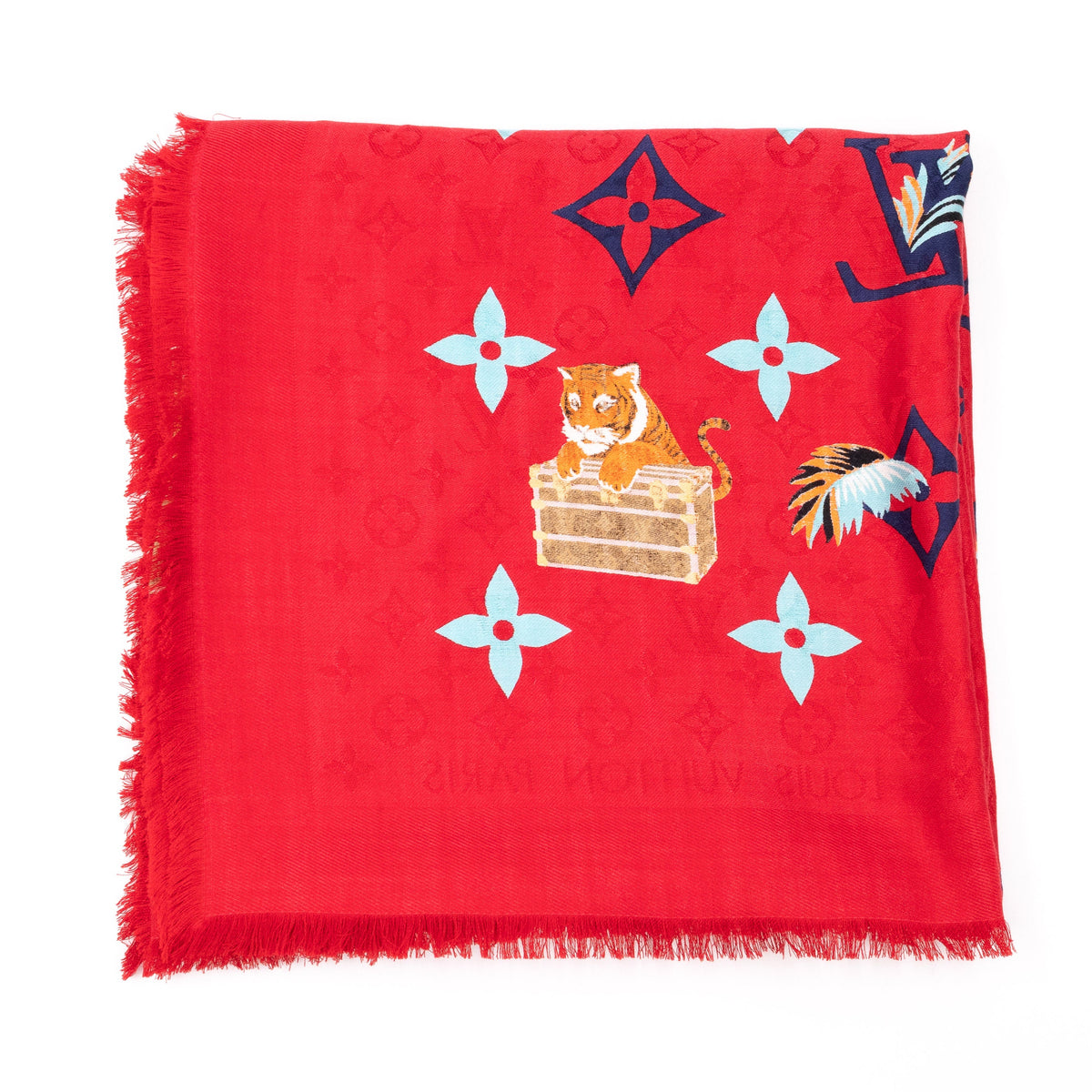 Louis-vuitton Monogram Precious Tiger Shawl Red