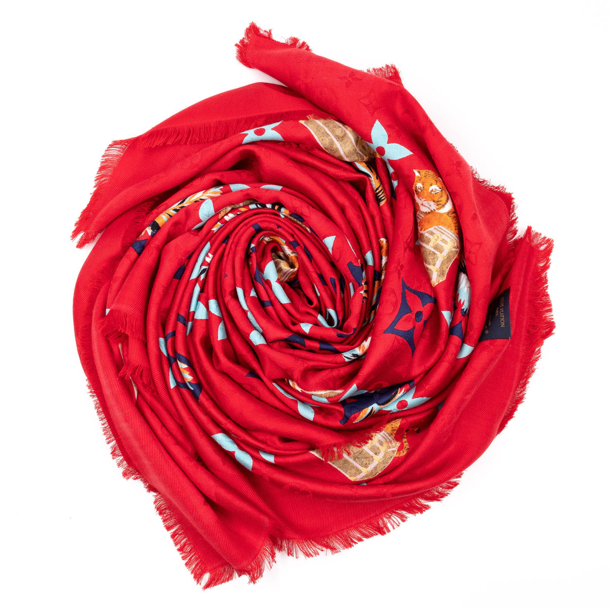 Louis-vuitton Monogram Precious Tiger Shawl Red