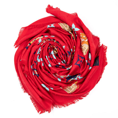 Louis-vuitton Monogram Precious Tiger Shawl Red