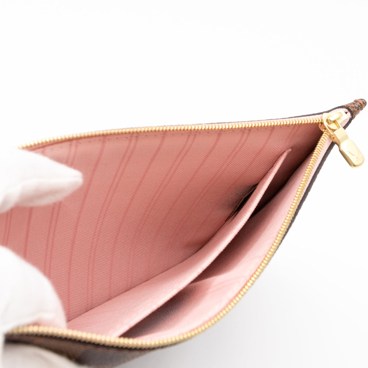 Louis-vuitton Neverfull Pochette Damier Ebene Rose Ballerine