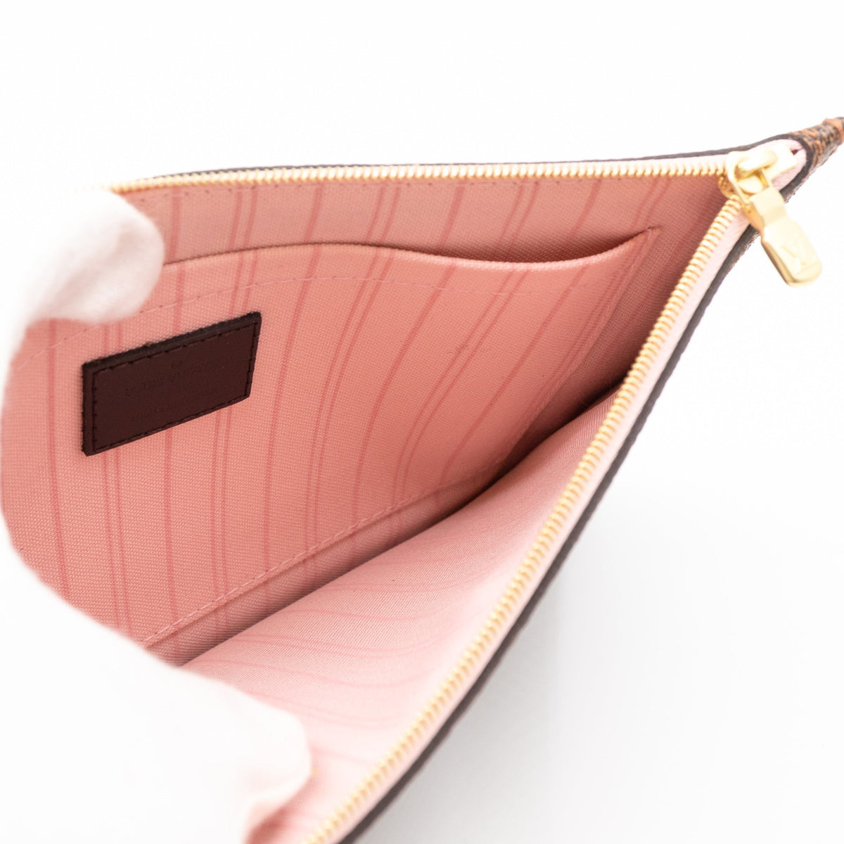 Louis-vuitton Neverfull Pochette Damier Ebene Rose Ballerine