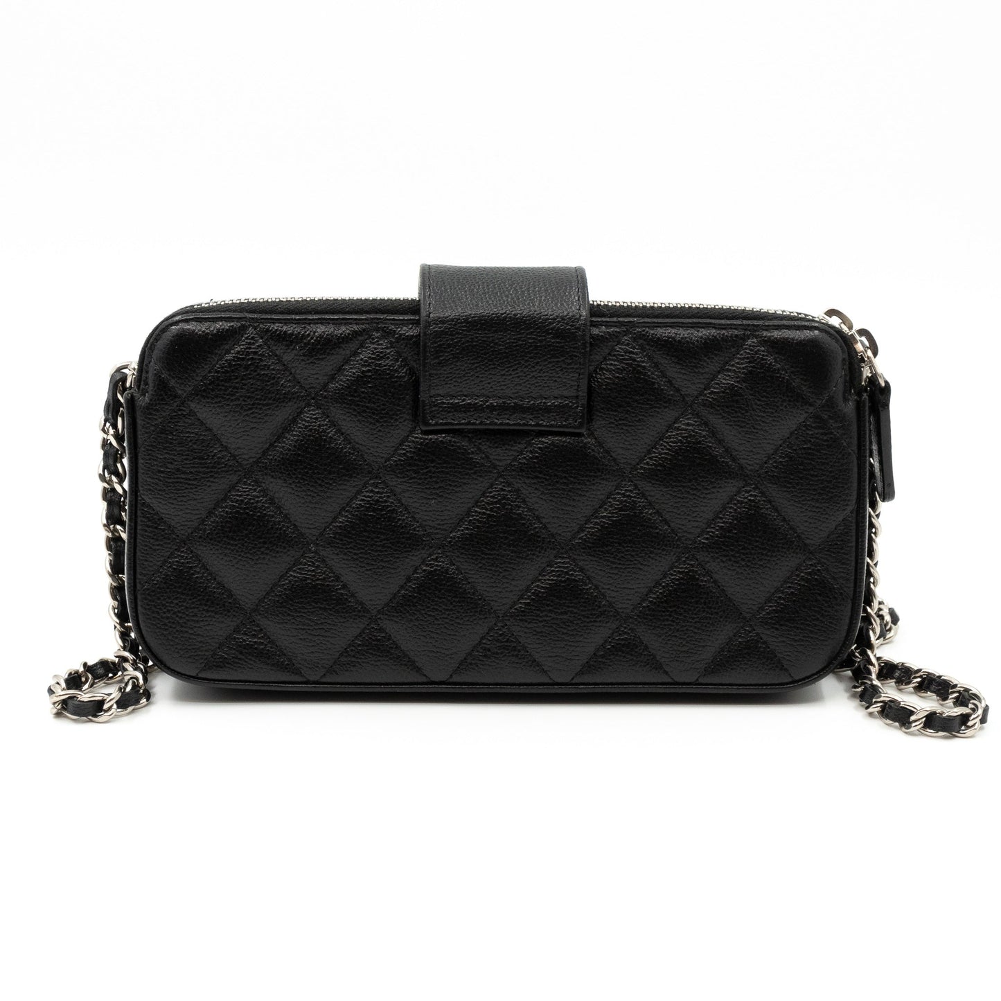 CC Box Clutch On Chain Black Caviar Silver