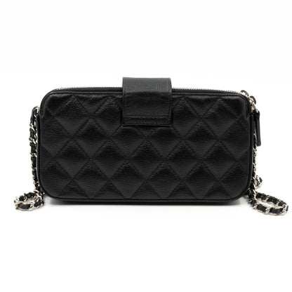 CC Box Clutch On Chain Black Caviar Silver