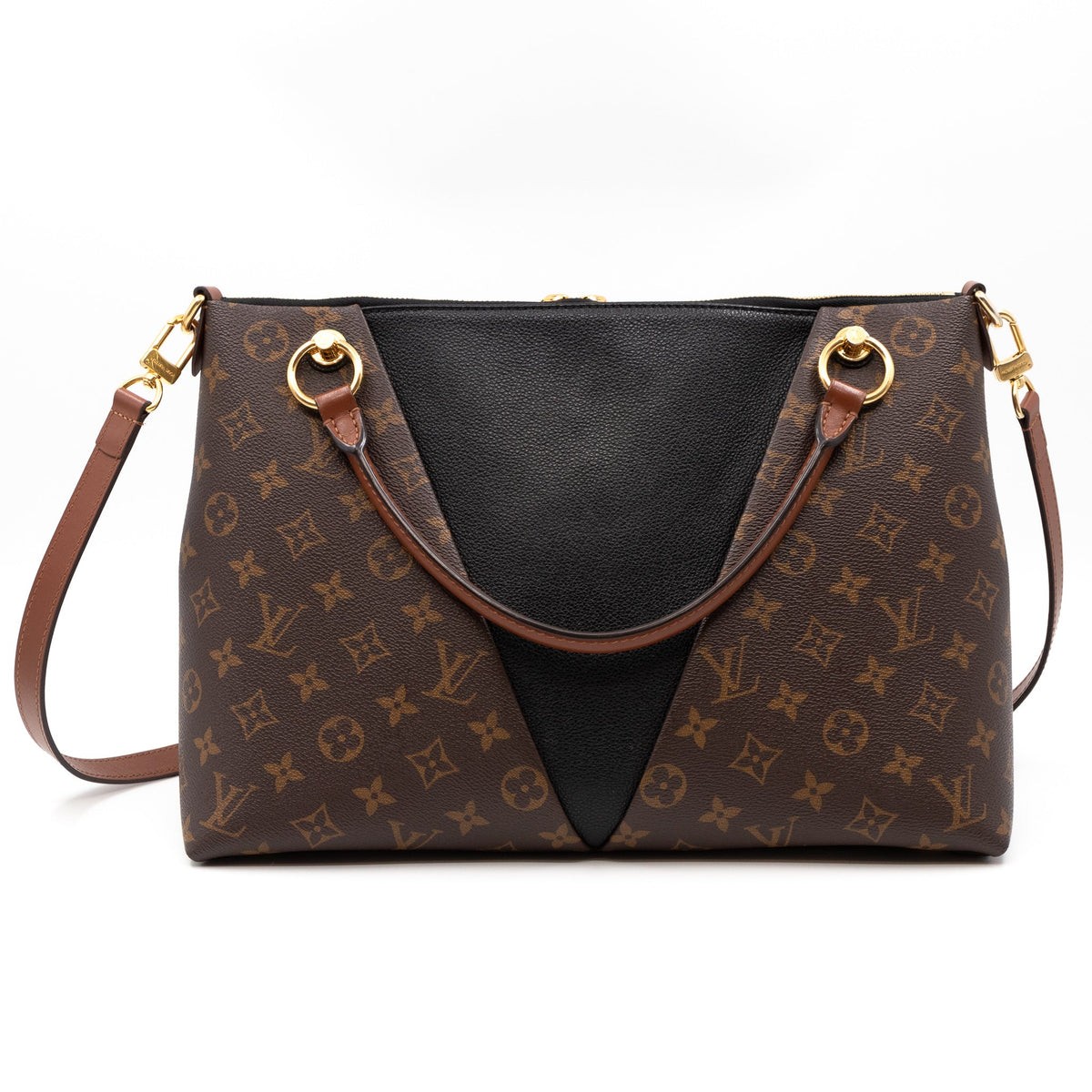 Louis-vuitton V Tote MM Monogram Noir Caramel