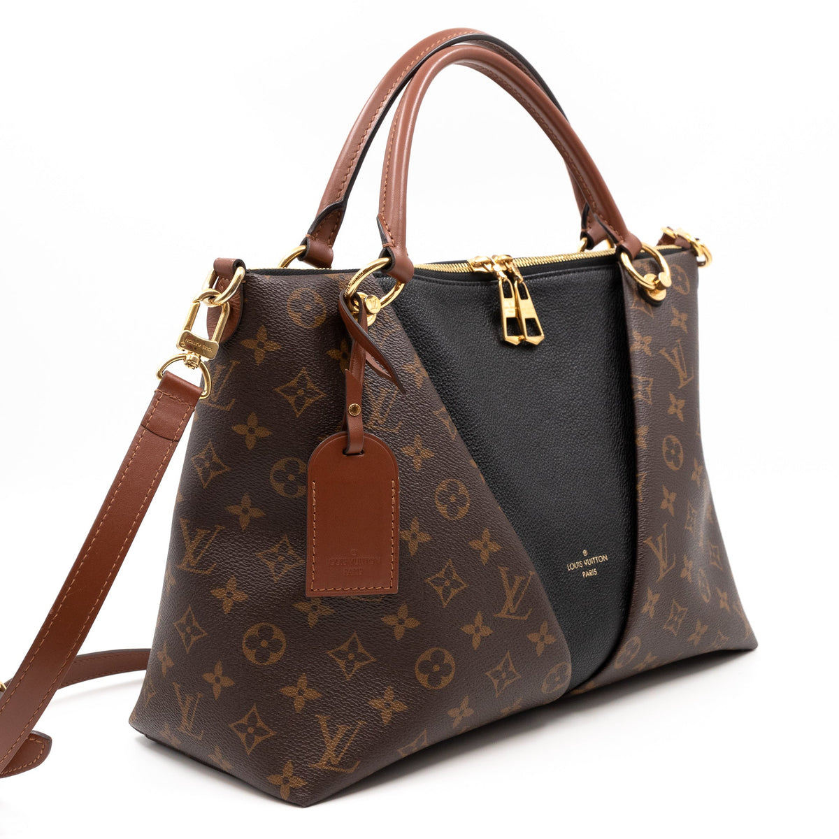 Louis-vuitton V Tote MM Monogram Noir Caramel