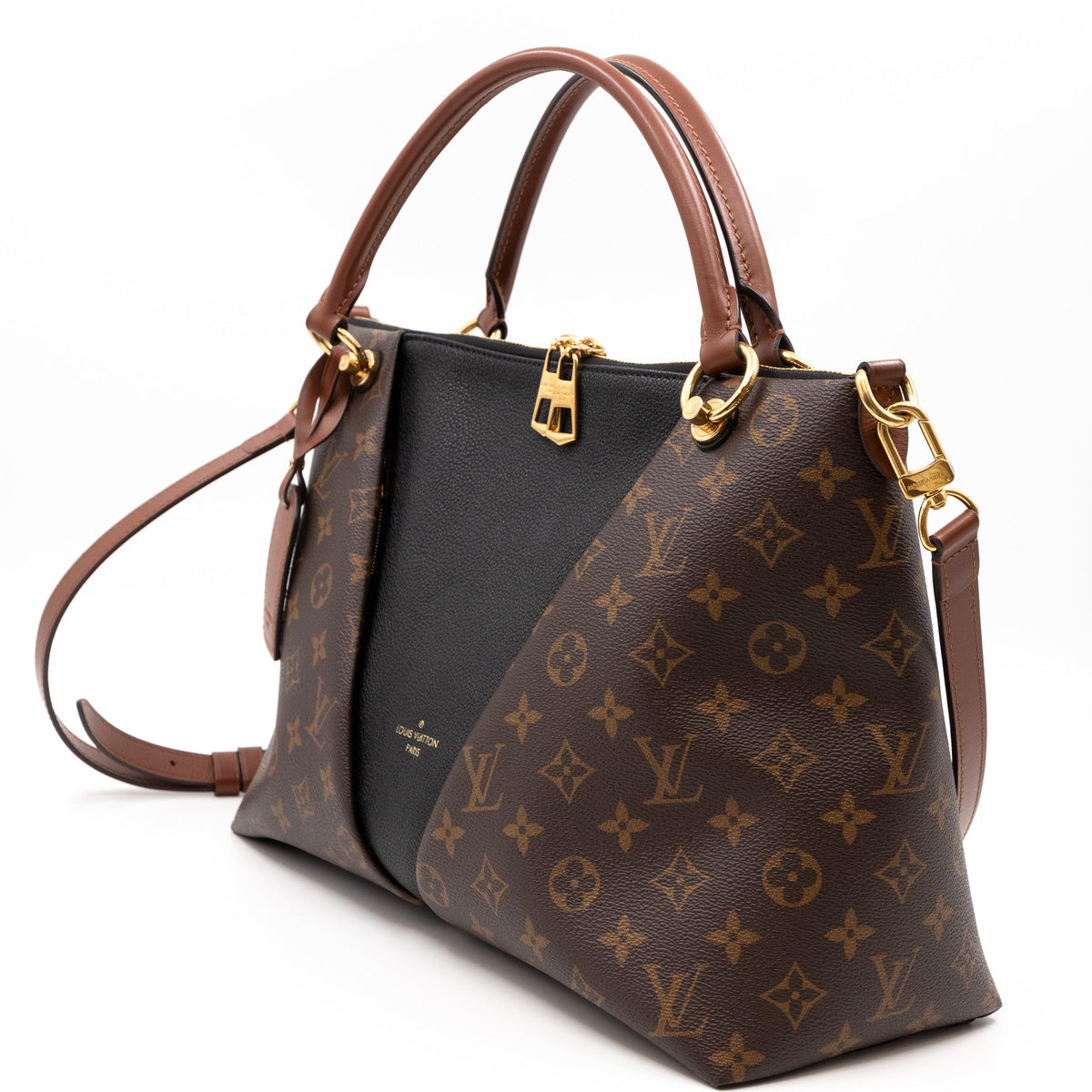 Louis-vuitton V Tote MM Monogram Noir Caramel