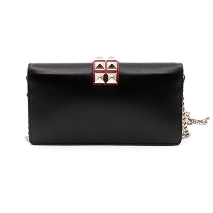 Elektra Studded Wallet on Chain Black Leather