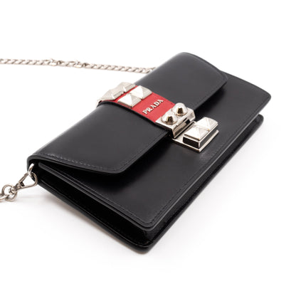 Elektra Studded Wallet on Chain Black Leather