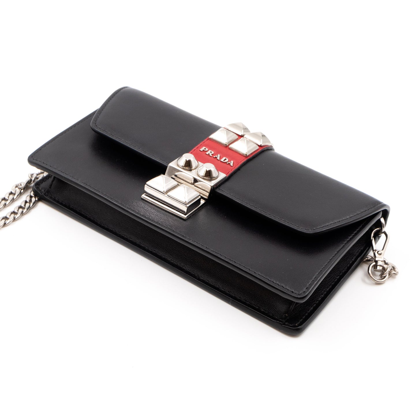 Elektra Studded Wallet on Chain Black Leather