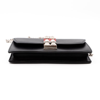 Elektra Studded Wallet on Chain Black Leather