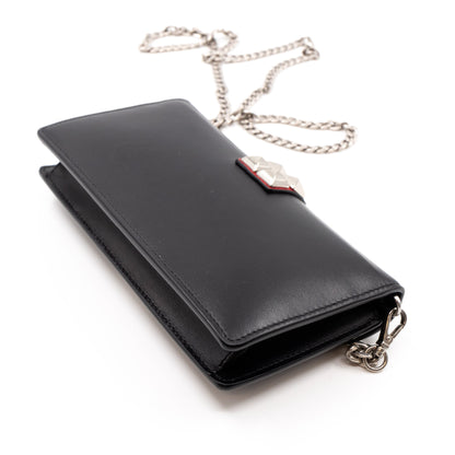 Elektra Studded Wallet on Chain Black Leather