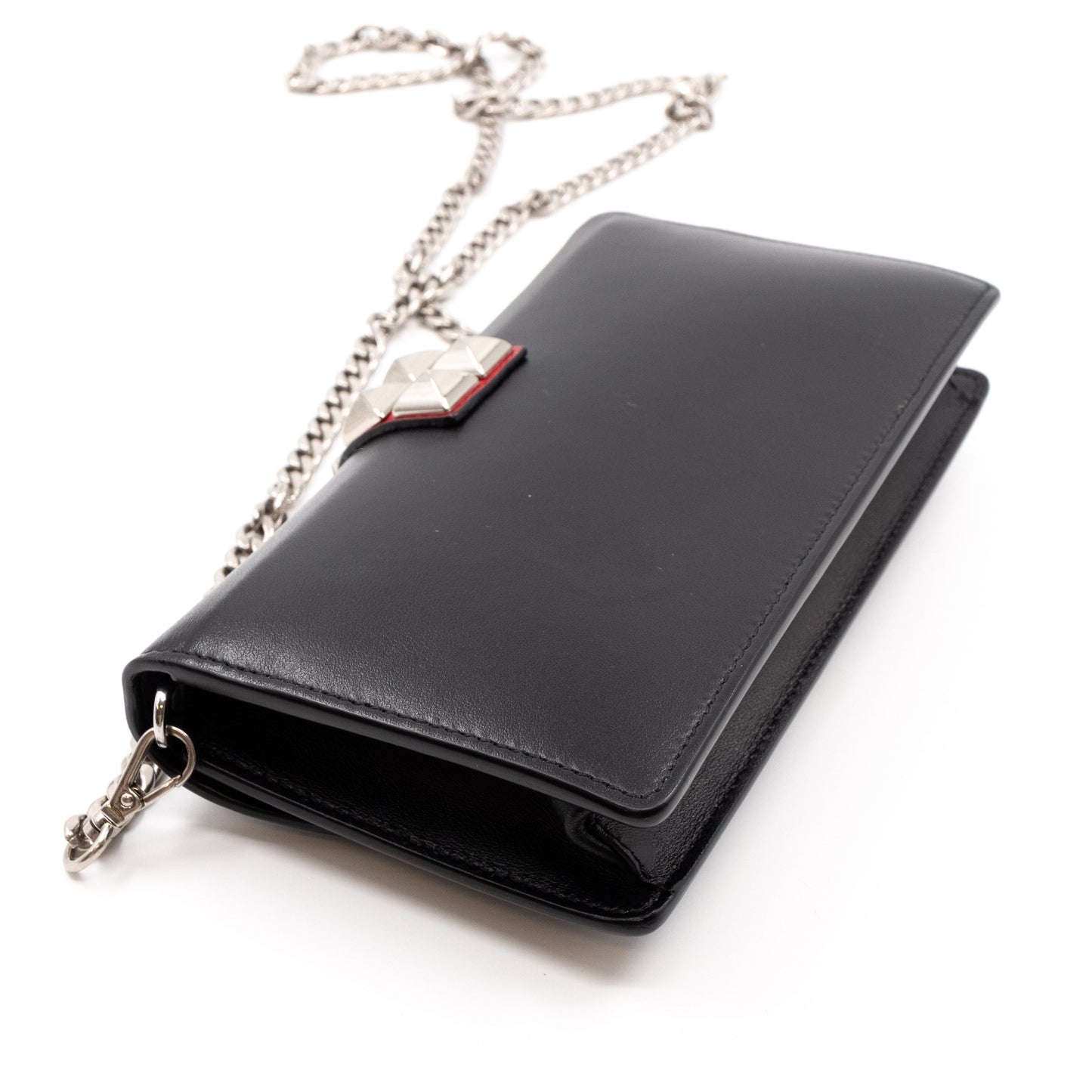 Elektra Studded Wallet on Chain Black Leather