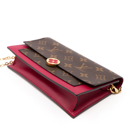 Louis-vuitton Flore Chain Wallet Monogram Fuchsia