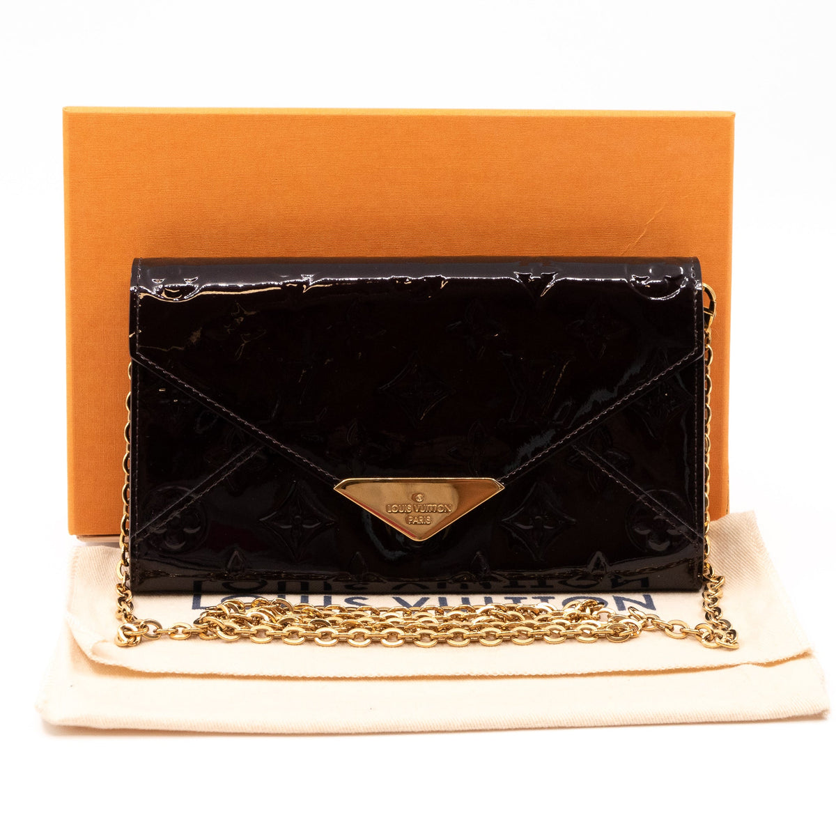 Louis-vuitton Mira Chain Clutch Vernis	Amarante