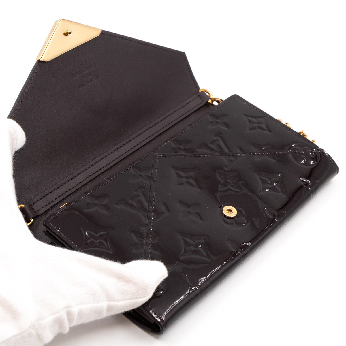 Louis-vuitton Mira Chain Clutch Vernis	Amarante